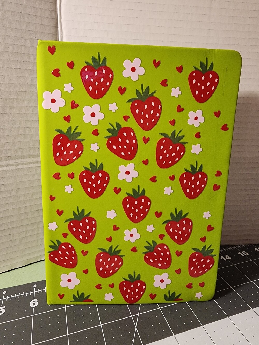 Green Strawberry Print Notebook